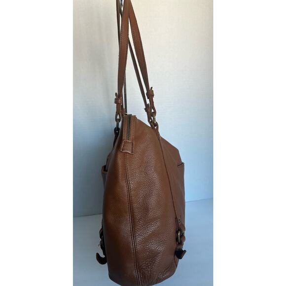 THE SAK HAPPY AND FREE LARGE COGNAC BROWN PEBBLED LEATHER SHOULDER TOTE BAG - Picture 2 of 10